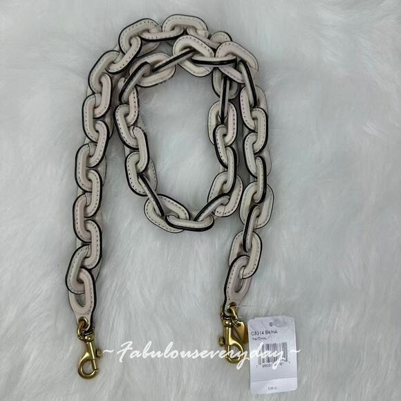 Coach Leather Covered Chain Strap Crossbody Replacement In Gold/Chalk C8314 NWT - Picture 1 of 6